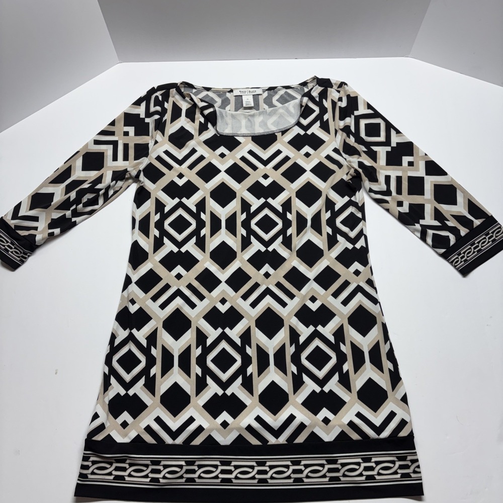 White House Black Market‎ Women's Black/White Stretch Dress Size Med